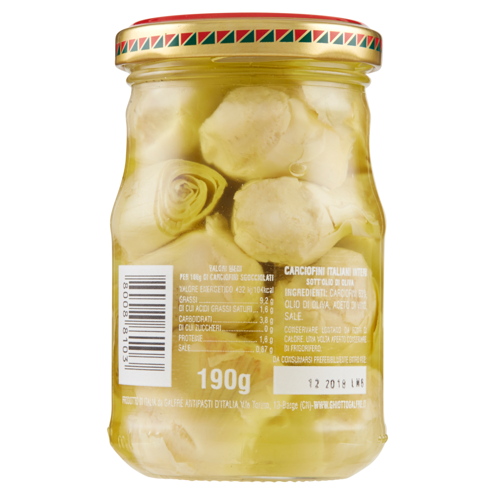 Galfr&egrave; Ghiotto Carciofini Italiani Interi Sott'Olio di Oliva 190 g