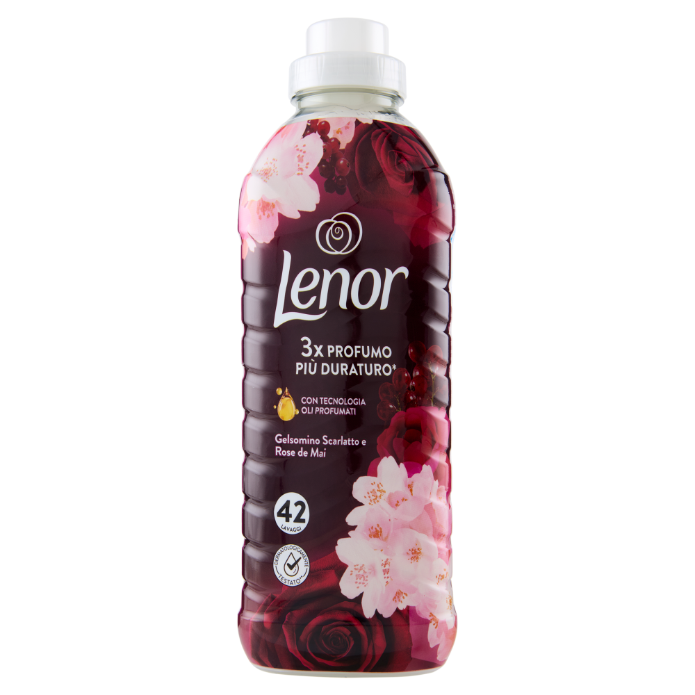 Lenor Ammorbidente Lavatrice Concentrato, Gelsomino Scarlatto e Rose de Mai, 42 Lavaggi 882 ml
