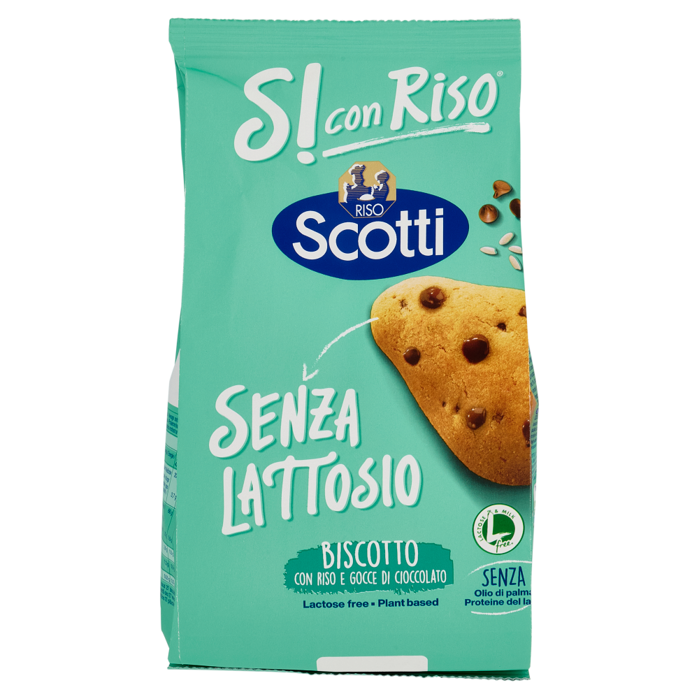 Riso Scotti Si con Riso Senza Lattosio Biscotto con Riso e Gocce di Cioccolato 350 g