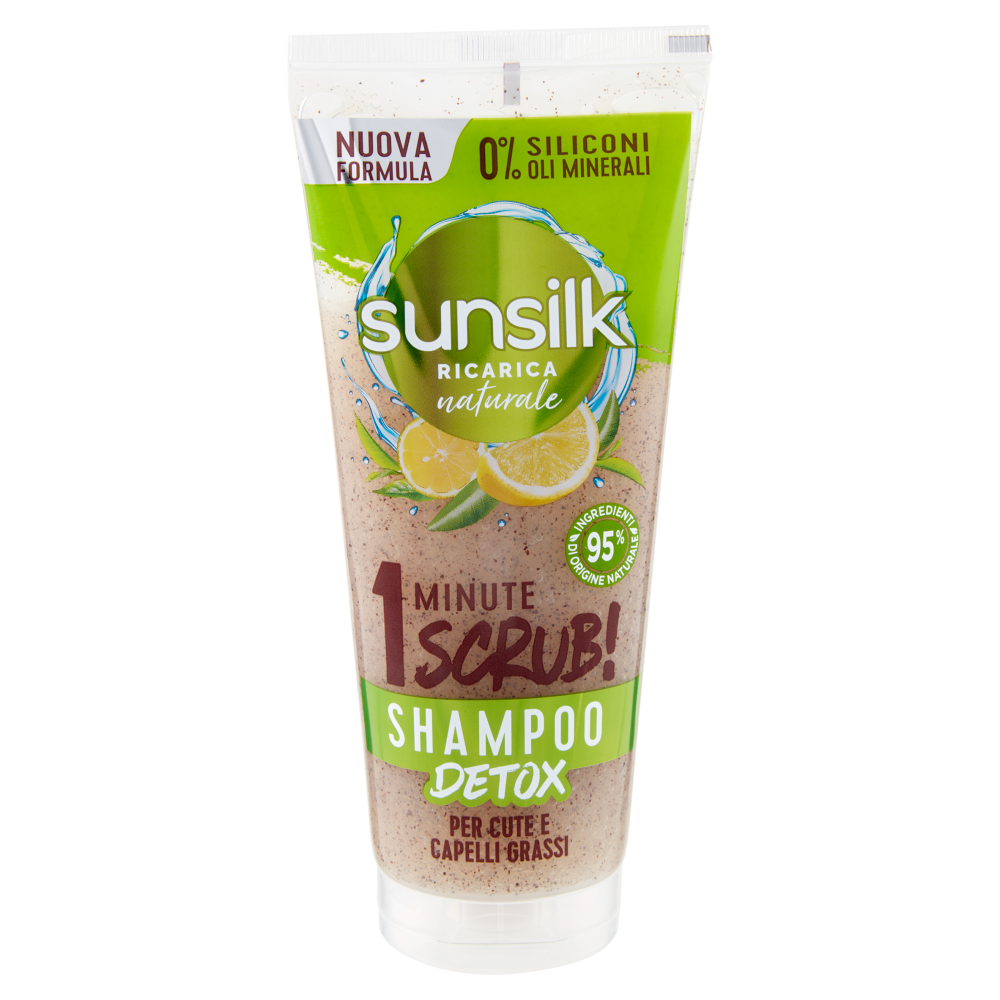 sunsilk Ricarica Naturale 1 Minute Scrub! Shampoo Detox per Cute e Capelli Grassi 200 ml