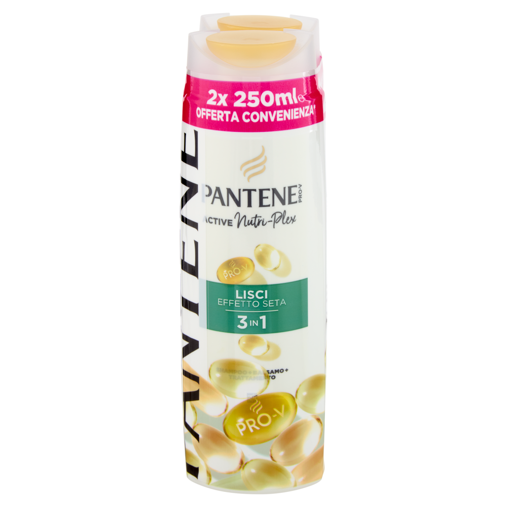 Pantene Pro-V Lisci Effetto Seta 3 in 1 Shampoo + Balsamo + Trattamento Active Nutri-Plex 2 x 250 ml