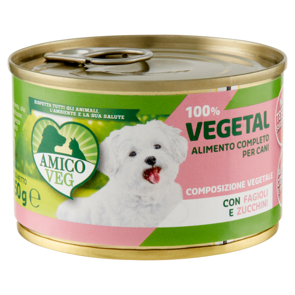 Amico Veg 100% Vegetal Alimento Completo per Cani con Fagioli e Zucchini 150 g