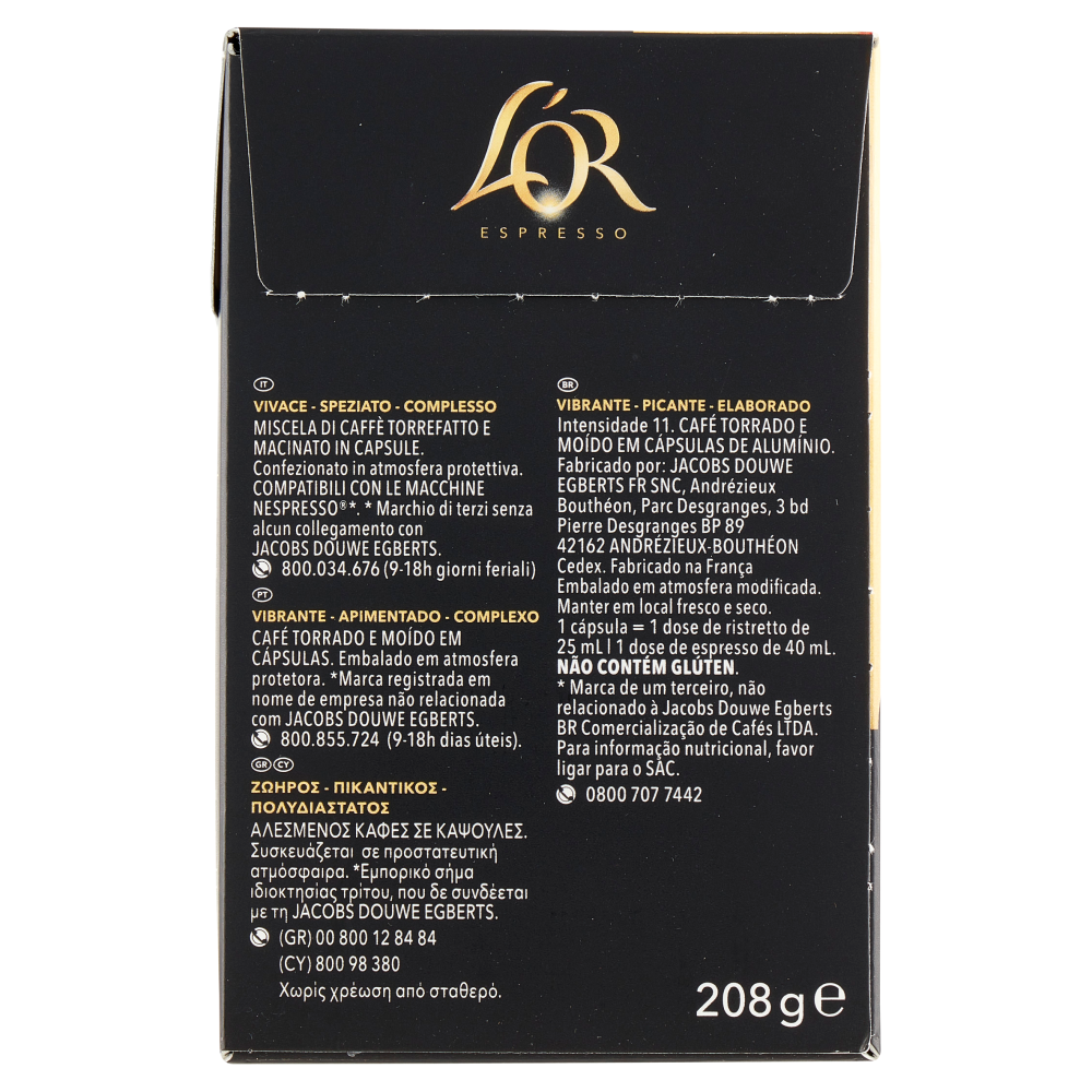 L'Or Espresso Ristretto 11- 40 Capsule Caff&egrave; Compatibili con Macchine Nespresso*&reg; Original 208g