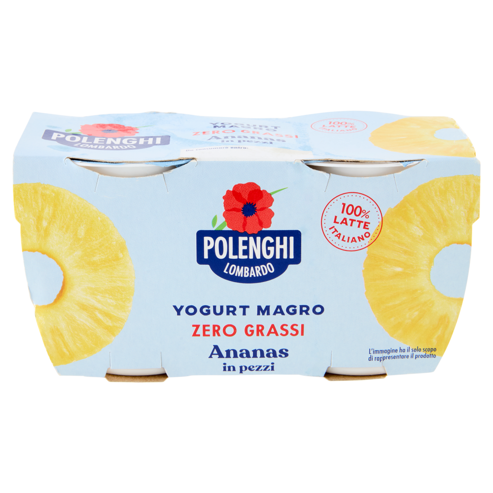 Polenghi Lombardo Yogurt Magro Zero Grassi Ananas in pezzi 2 x 125 g