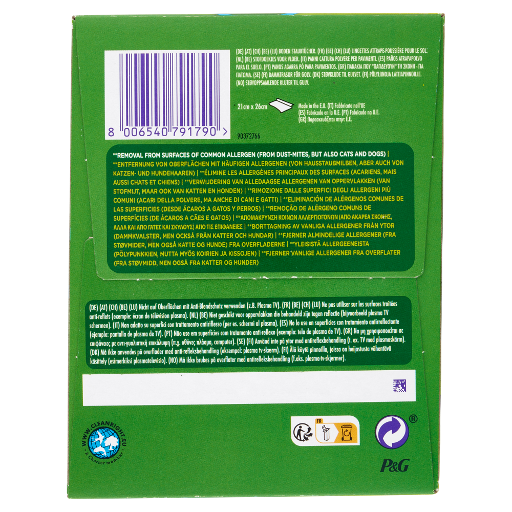 Swiffer Panni Cattura Polvere per Scopa Swiffer - Ricarica 32 Salviette