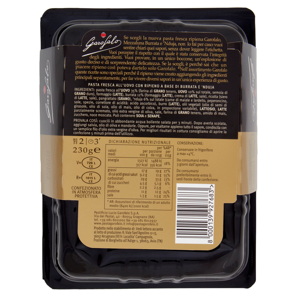 Garofalo Mezzaluna Burrata e 'Nduja 230 g