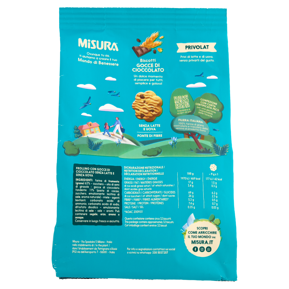 Misura Privolat Biscotti Gocce di Cioccolato 290 g