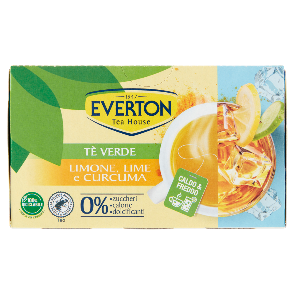 Everton Tè Verde Limone, Lime e Curcuma 16 x 2,5 g