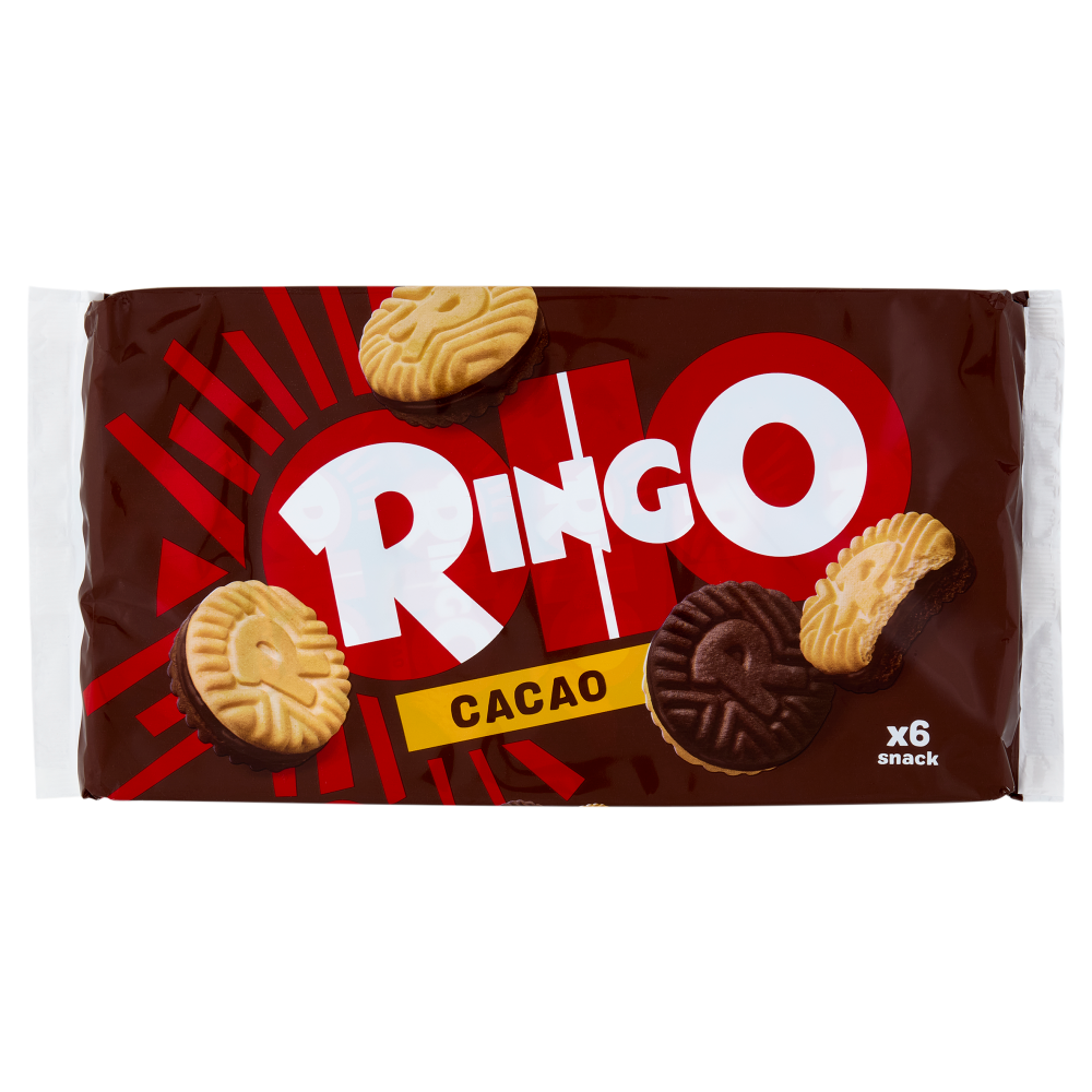 Ringo Cacao Biscotti Farciti con Crema Cacao Snack Merenda 6 porzioni, 330g