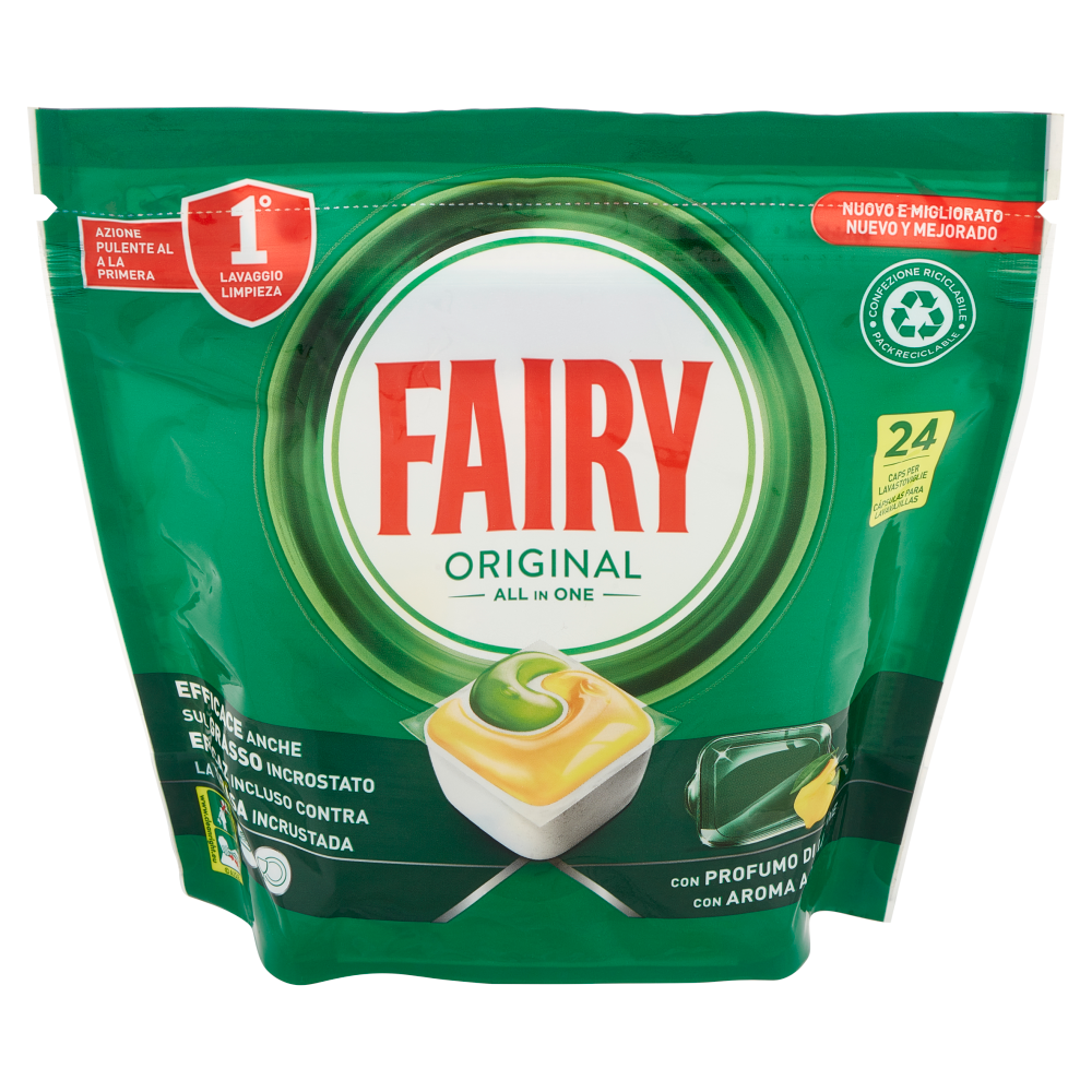 Fairy Pastiglie Lavastoviglie Original, Detersivo Piatti Limone, 24 Capsule 324 g