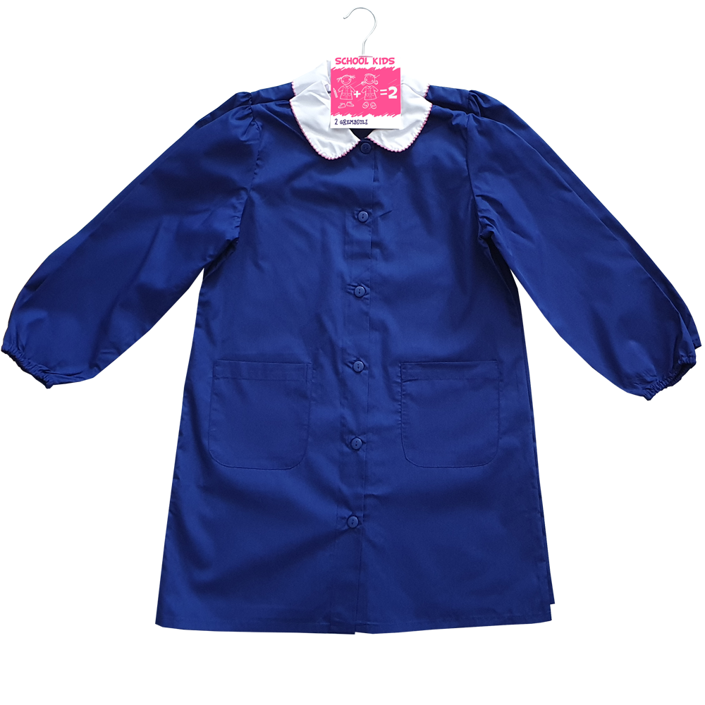 School Kids Confezione 2 Grembiuli Scuola Bambina Blu Royal 11/12 Anni