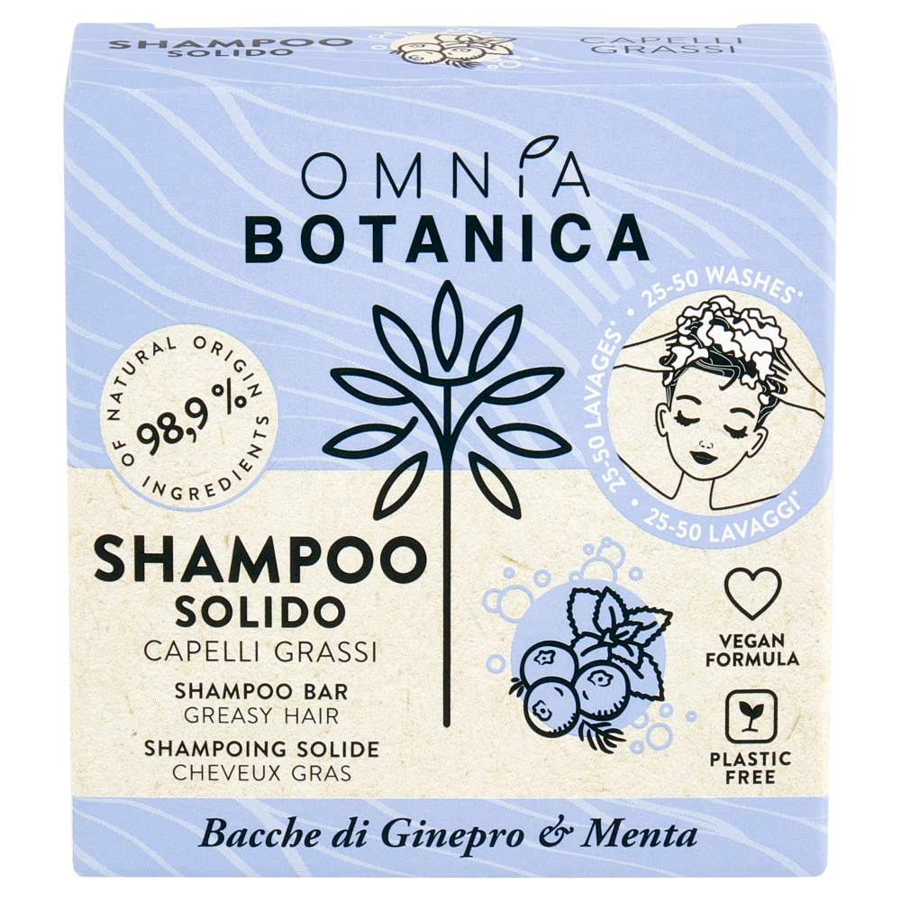 Omnia Botanica Shampoo Solido Capelli Grassi Bacche di Ginepro & Menta 50 g