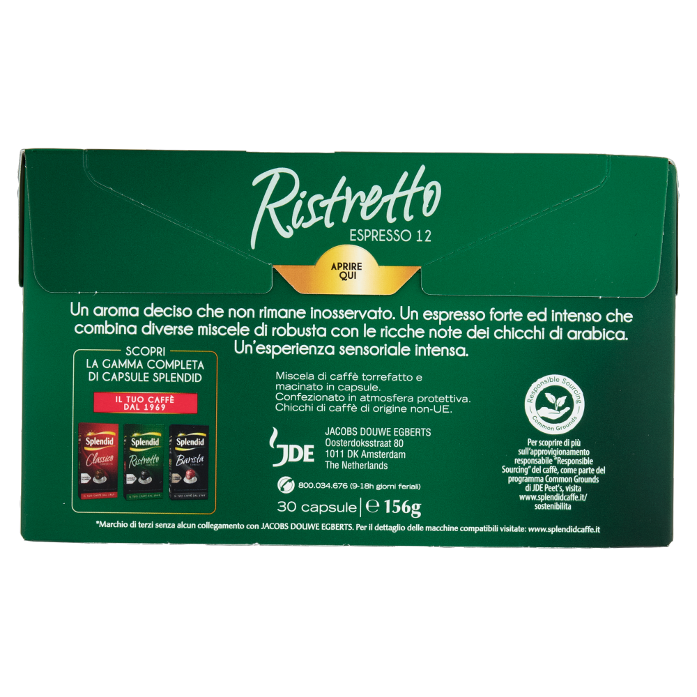 Splendid Ristretto 12 - 30 Capsule Caffè Compatibili con Macchine Nespresso*® Original 156g