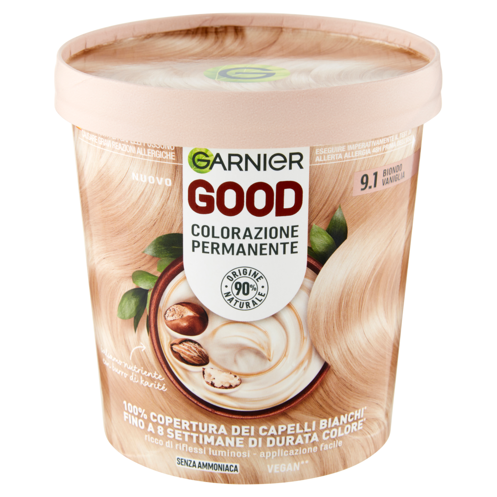 Garnier GOOD 9.1 Biondo Vaniglia, colorazione permanente senza ammoniaca, 90% di origine naturale