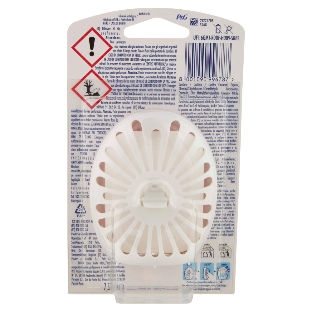 Ambi Pur Bagno Profumatore per Ambienti Elimina e Previene gli Odori, Crumble di Mele 7,5 ml