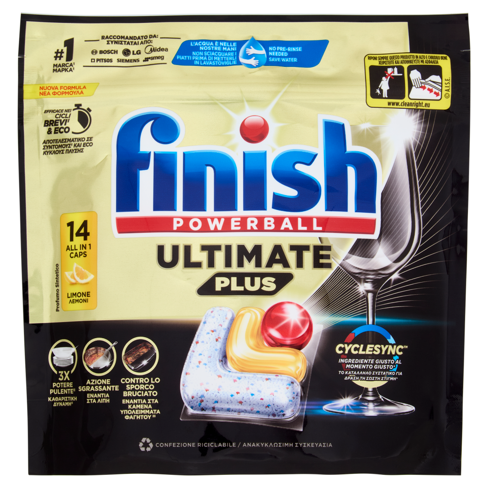 Finish Ultimate Plus Limone pastiglie lavastoviglie 14 lavaggi 170,8 g