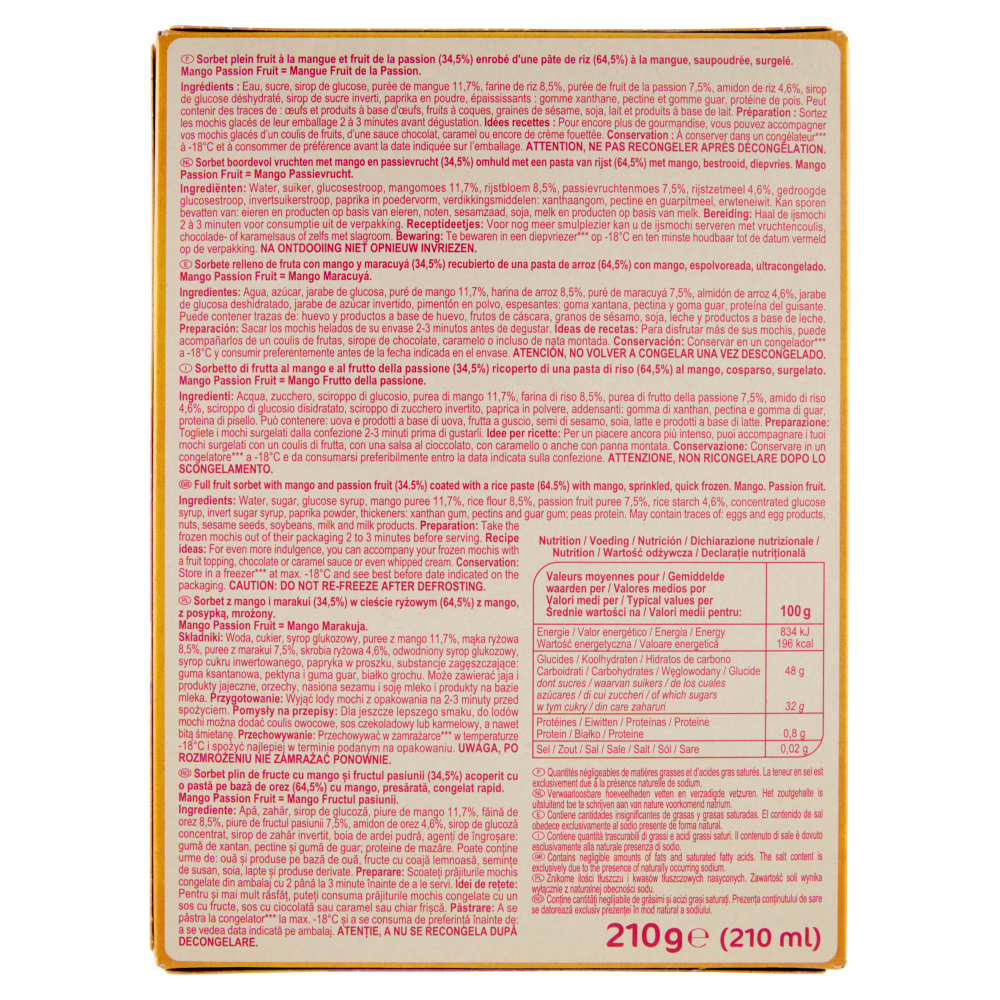 Carrefour Sensation Mochi Mango Passion Fruit Surgelato 6 Pezzi 210 g