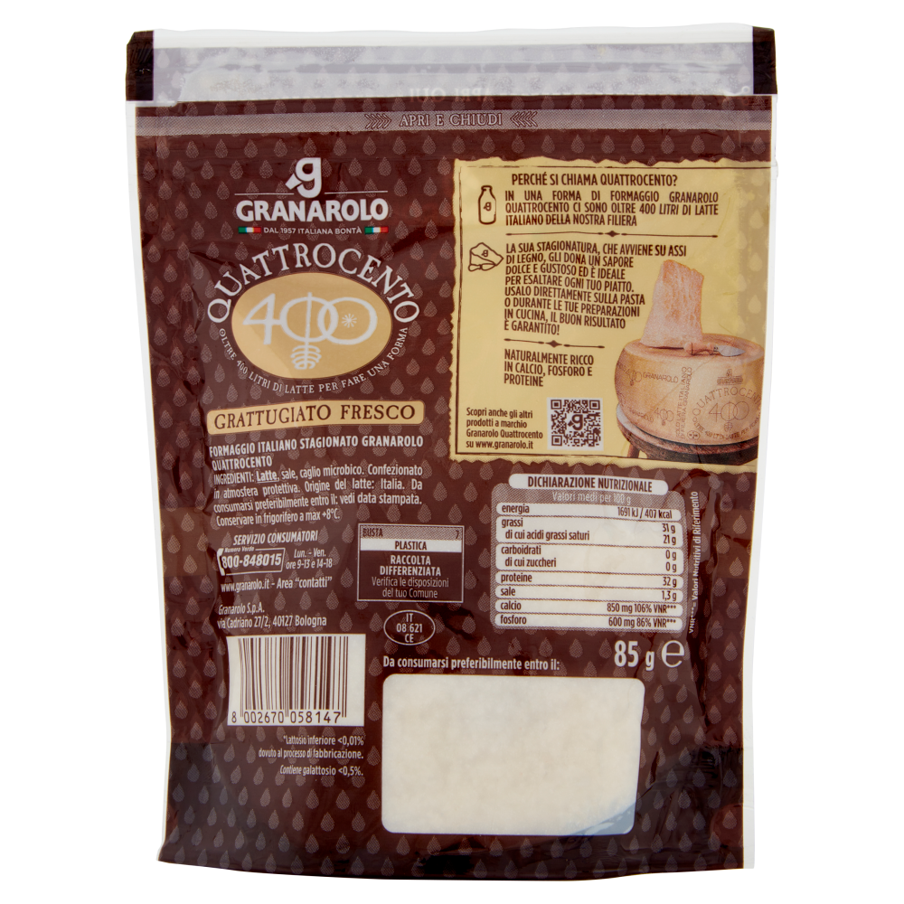 Granarolo Quattrocento Grattugiato Fresco 85 g
