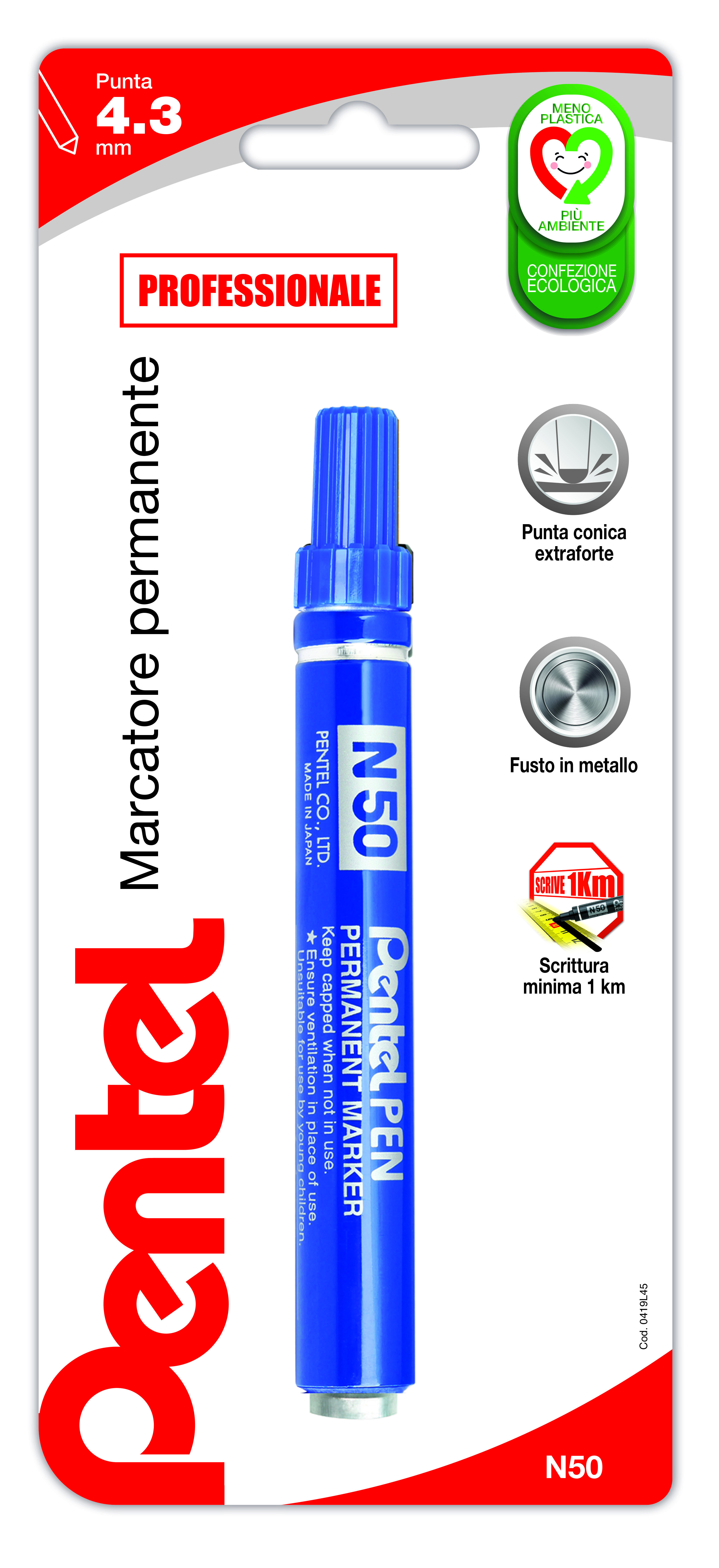 Pentel Pen N50 marcatore permanente blu 1 pz