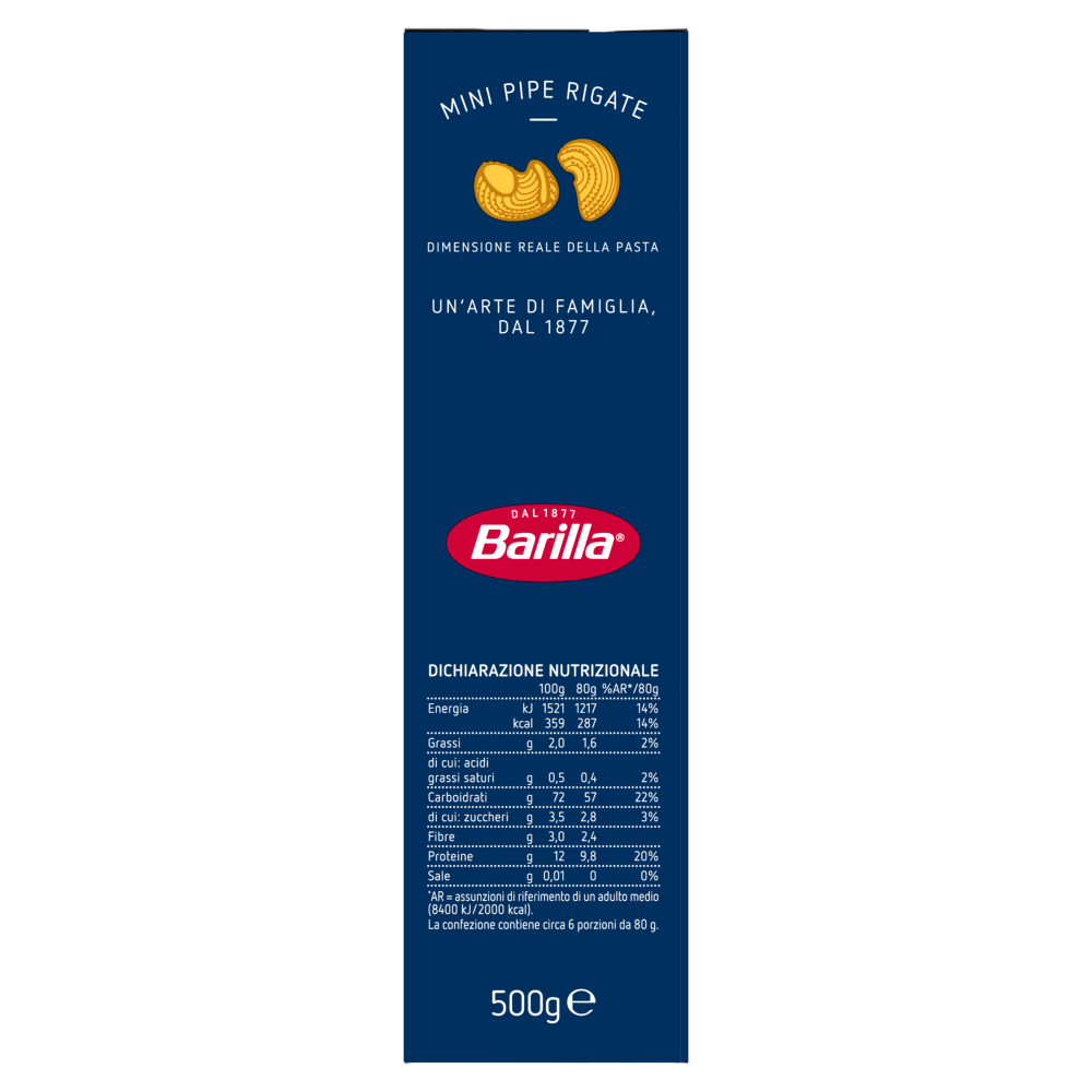Barilla Pasta Piccolini Mini Pipe Rigate 500g