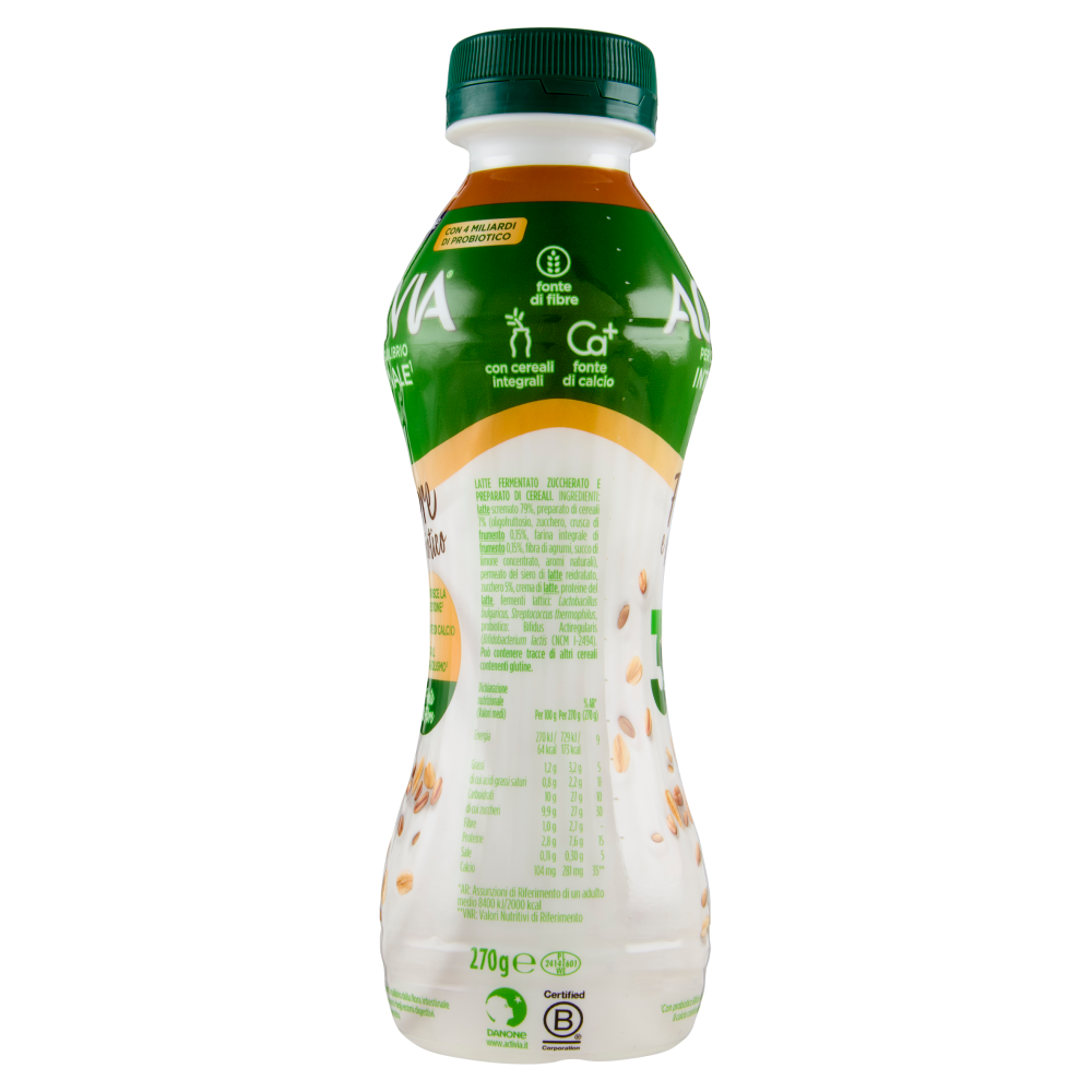 ACTIVIA da Bere, Fibre e probiotico, Cereali, Fonte di Calcio, aiuta metabolismo e digestione,270g
