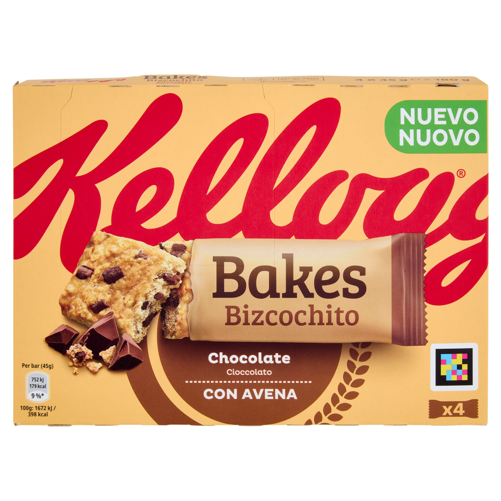 Kellogg's Bakes Bizcochito Cioccolato con Avena 4 x 45 g
