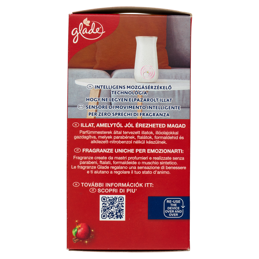 Glade Sense & Spray, Profumatore per ambienti con Sensore di Movimento Fragranza Warm Apple Pie 18ml