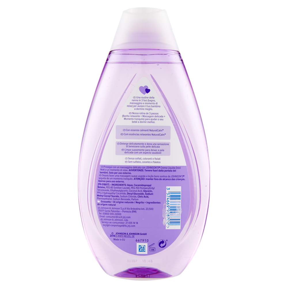 JOHNSON'S Baby, Bagno detergente, Dolci Notti, per Bambini, 500ml