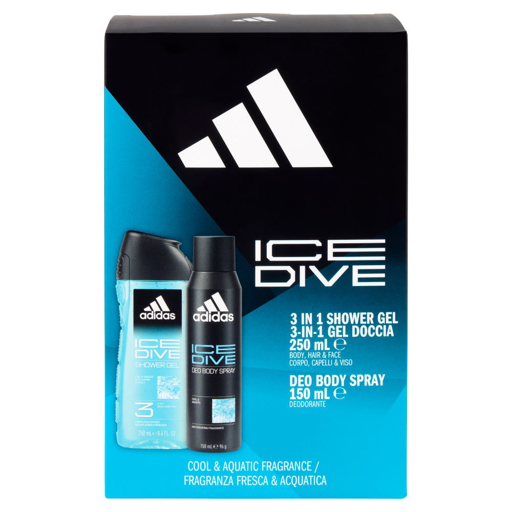 adidas Xmas25 Maschile Deodorante 150 ml + Shower Gel 250 ml Ice Dive