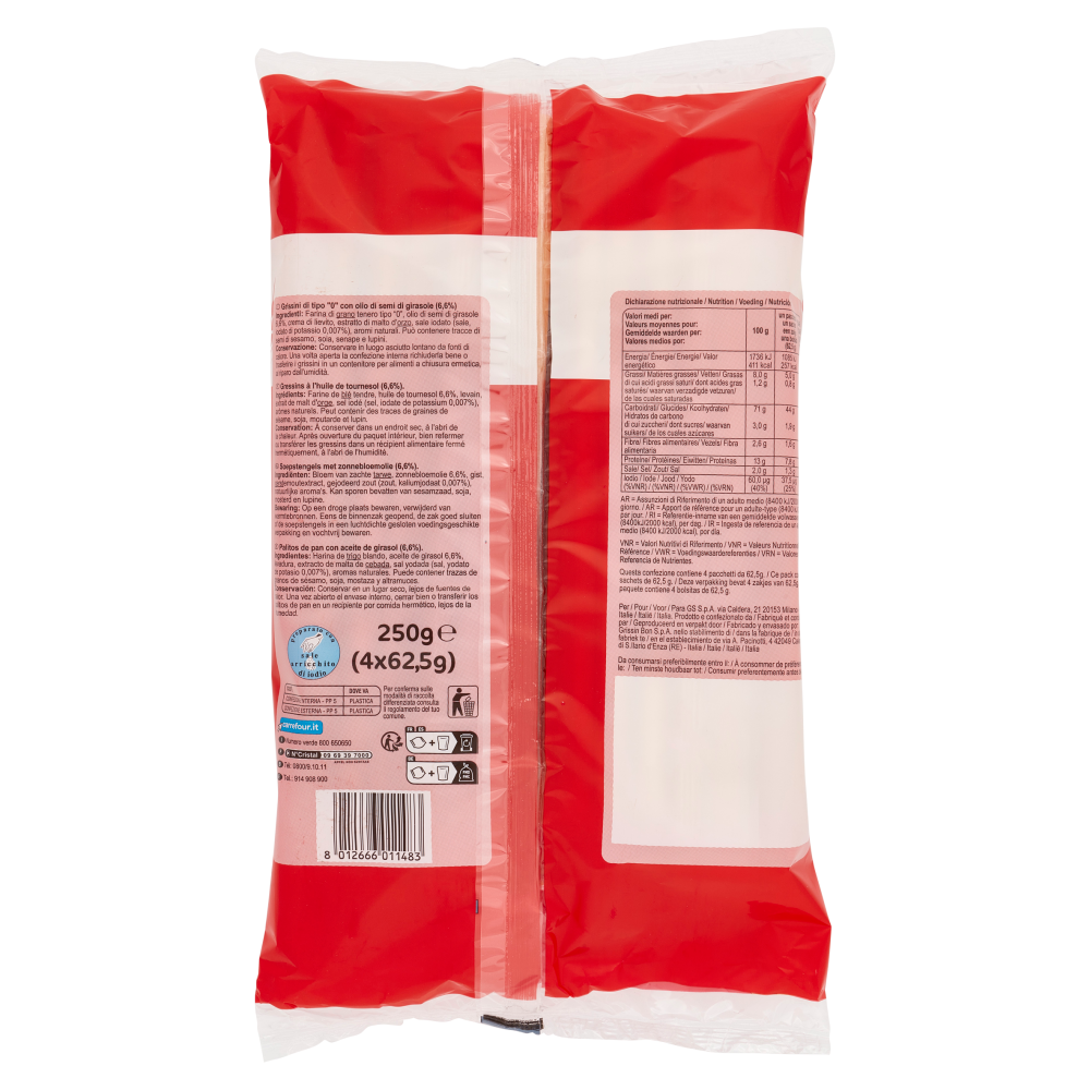 Carrefour Classic Grissini Friabili 4 x 62,5 g