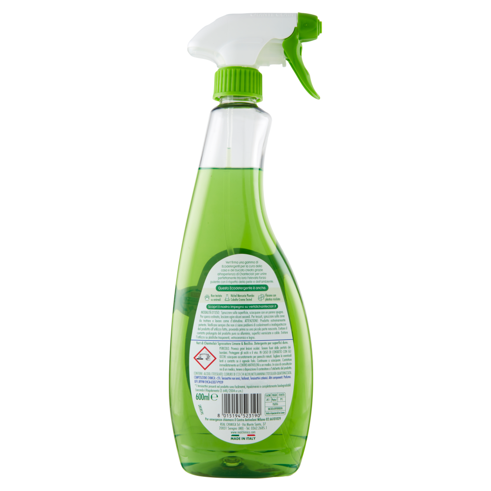 Vert di Chanteclair Ecodetergente Sgrassatore Universale Limone e Basilico 600 ml