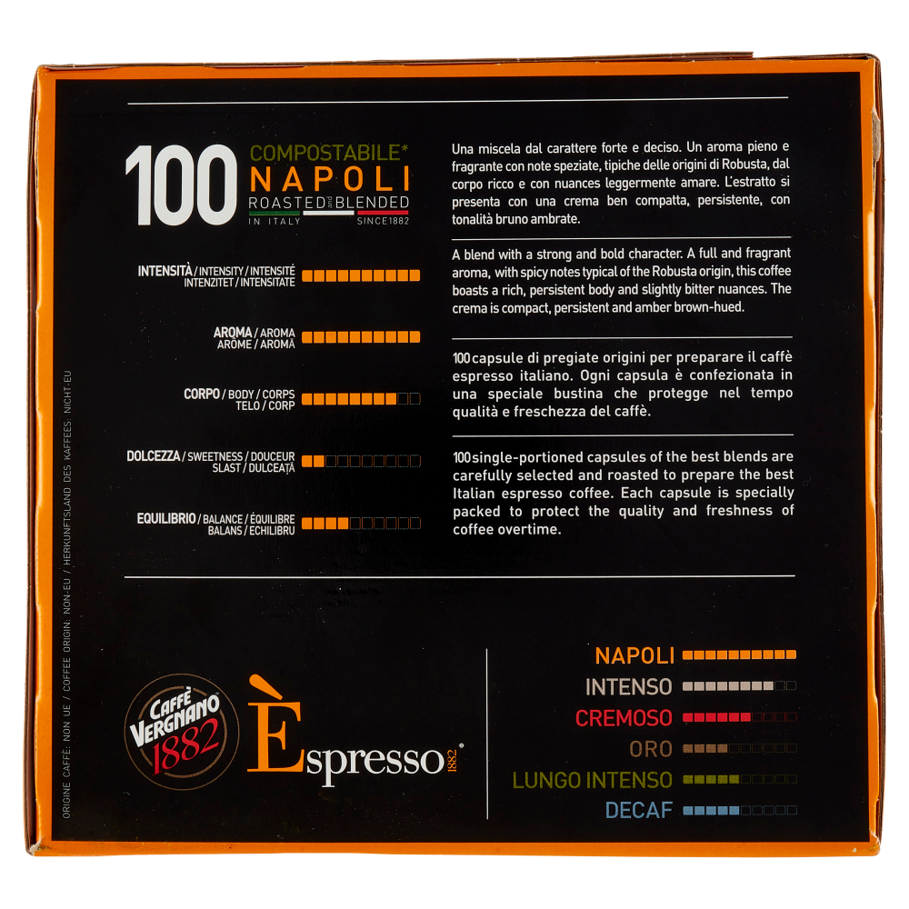 Caffè Vergnano 1882 Èspresso1882 Napoli Compostabile** Capsule Compatibili Nespresso* 100 x 5 g