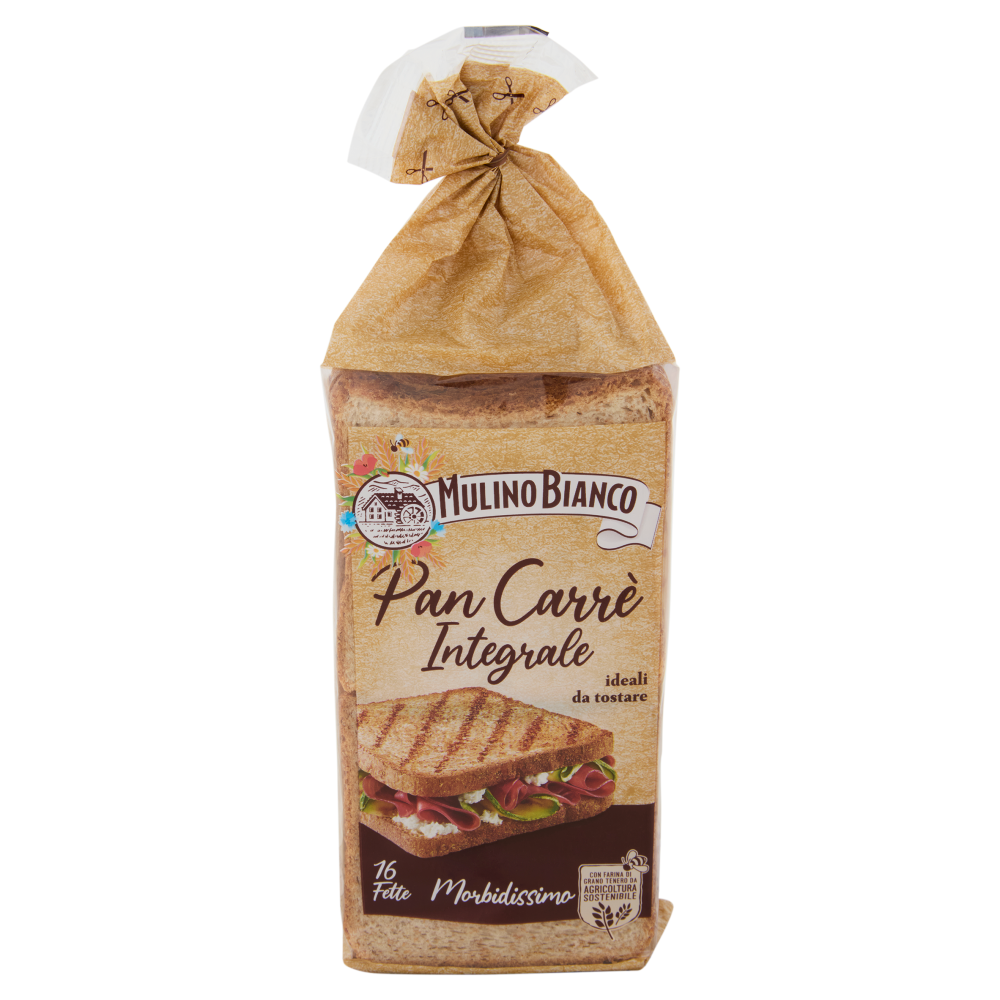 Mulino Bianco Pan Carr&egrave; Pane Integrale Ideale per Toast 16 fette 315g