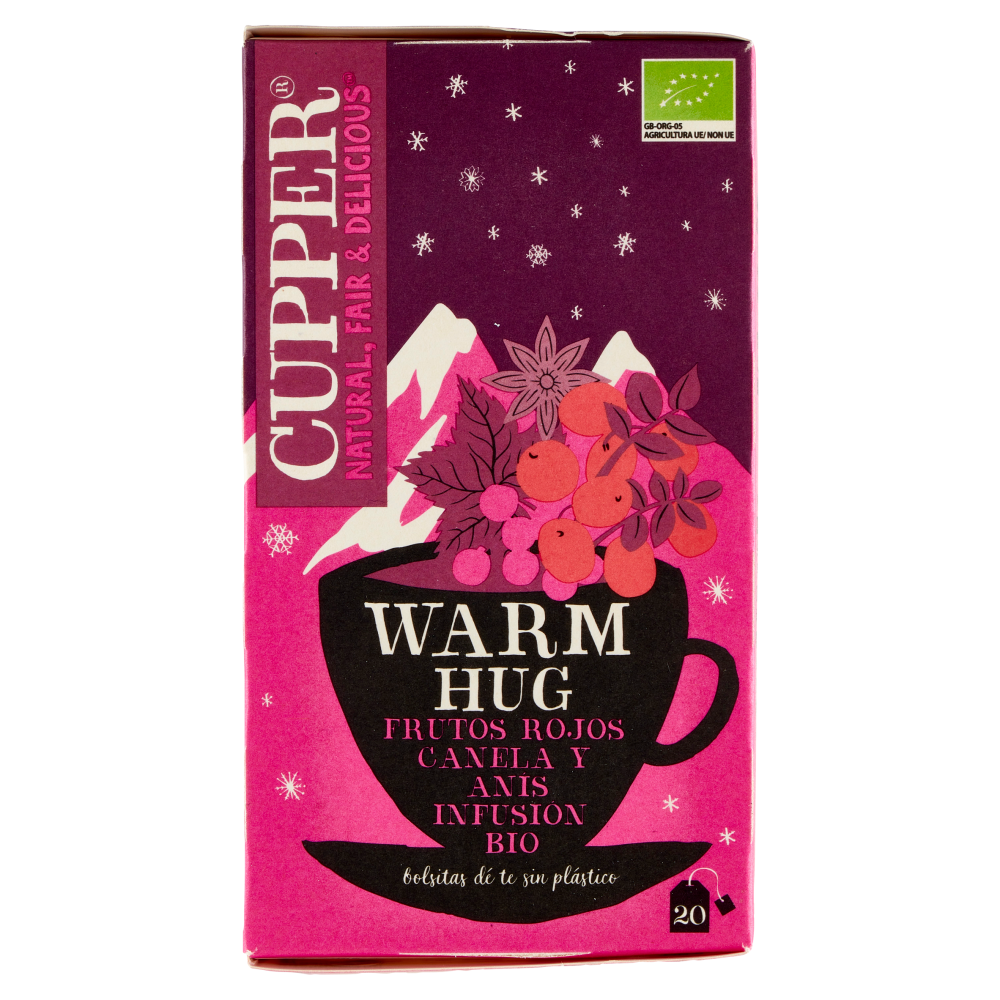CUPPER Infuso Biologico Warm Hug, Tisana Natalizia con Frutti Rossi Cannella e Anice 20 Bustine 40g