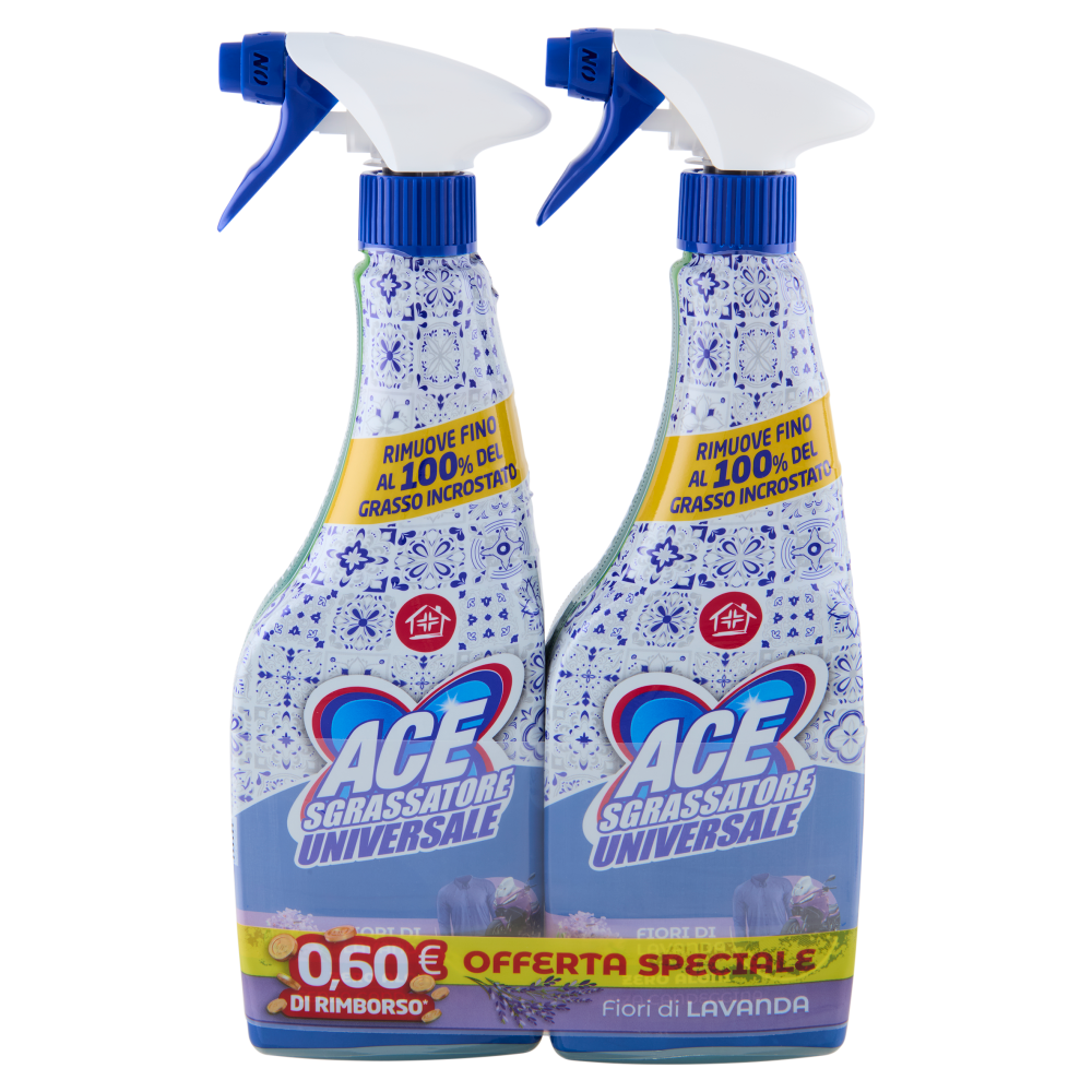 Ace Sgrassatore Universale Fiori di Lavanda Senza Candeggina 2 x 600 ml
