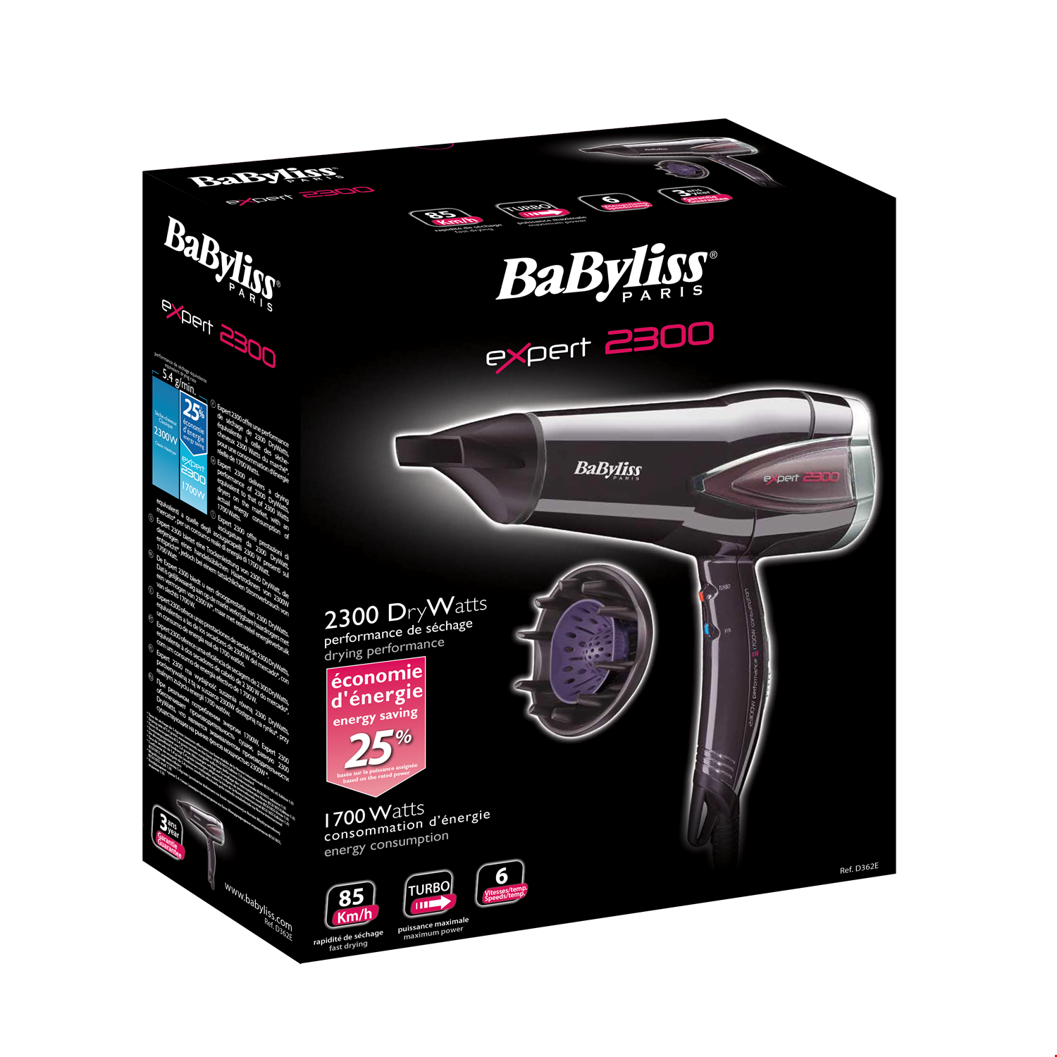 BaByliss Expert 2300 asciuga capelli 2300 W Viola