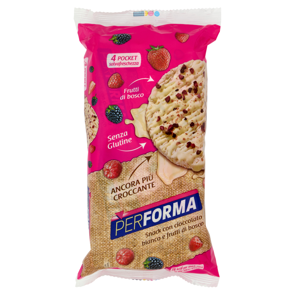 Performa Snack gallette con cioccolato bianco e frutti di bosco, 84kcal per snack - 8 x 16,5 g