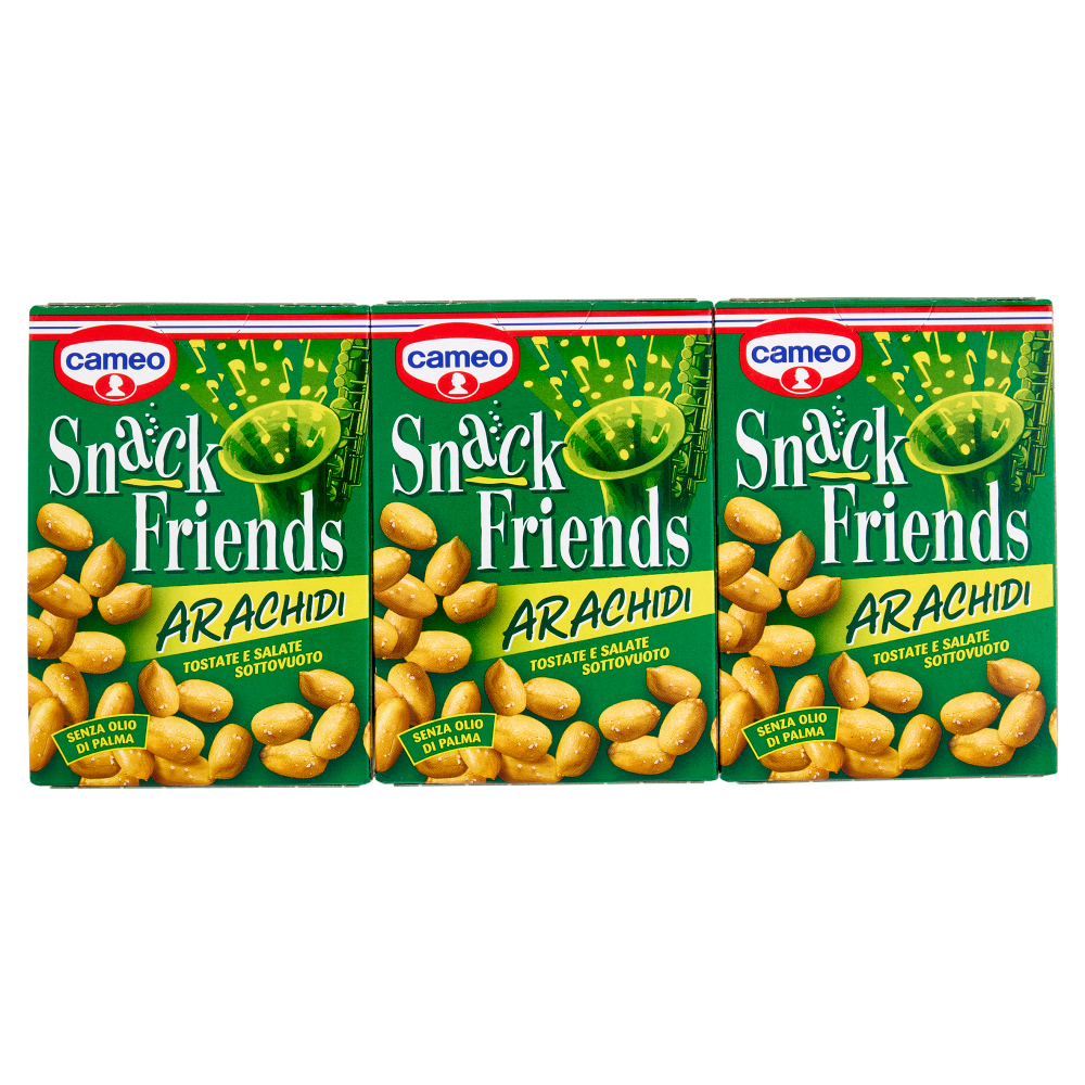 cameo Snack Friends Arachidi Tostate e Salate Sottovuoto 3 x 40 g