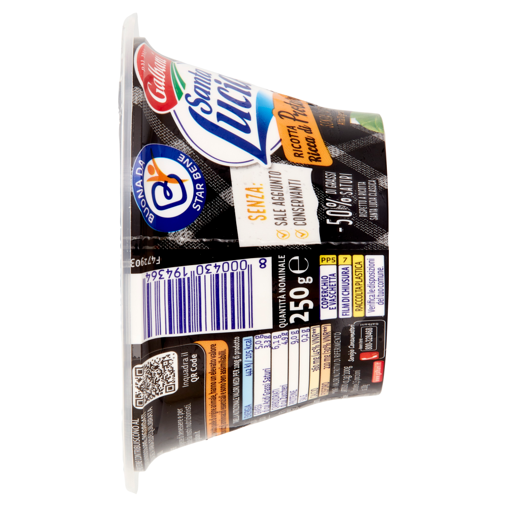 Galbani Santa Lucia Ricotta Ricca di Proteine Senza Lattosio 250 g