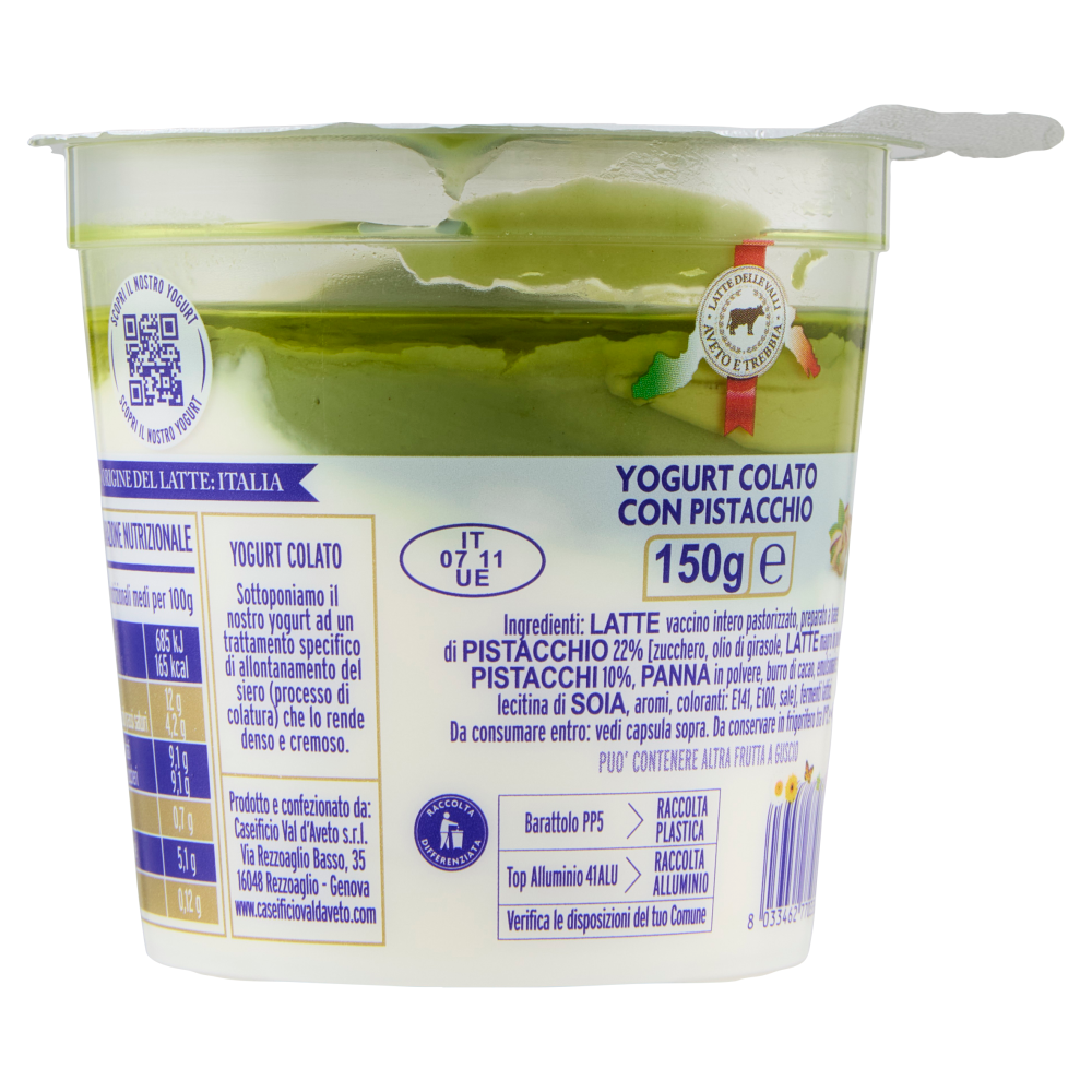 Caseificio Val d'Aveto Yogurt Colato con Pistacchio 150 g