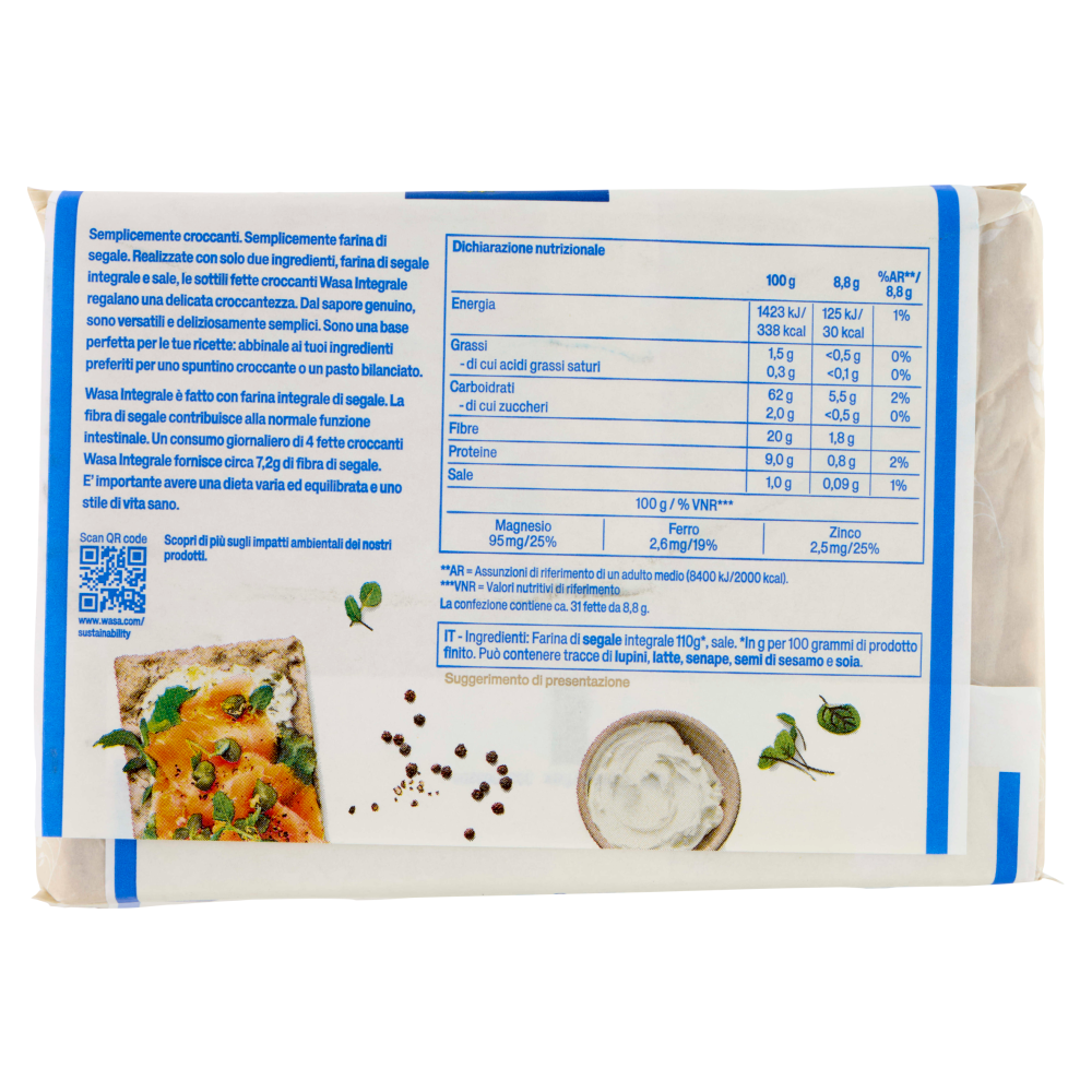 Wasa Integrale Cracker con Solo Due Ingredienti 270g