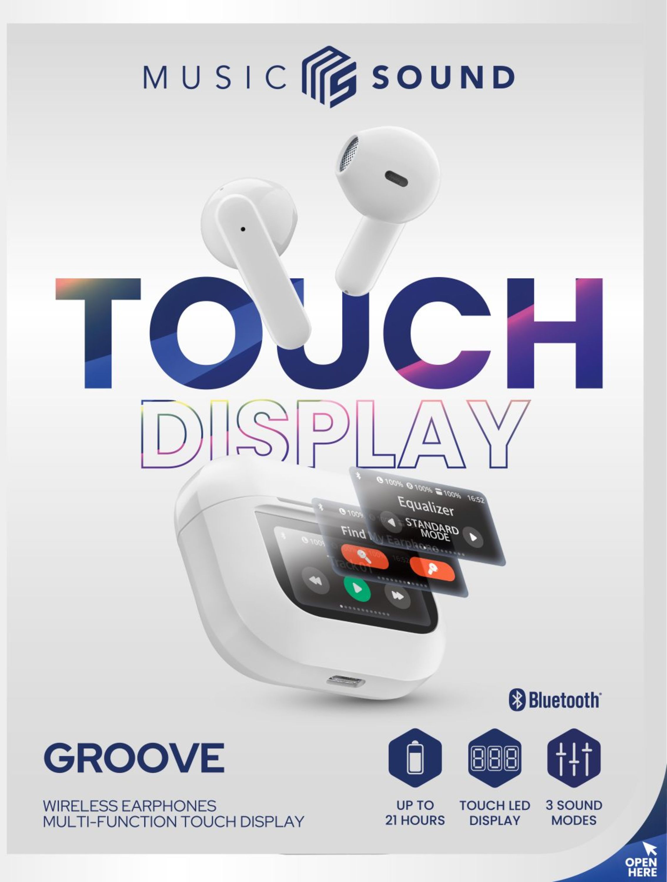 Music Sound GROOVE Auricolare TWS con display touch multi-funzione