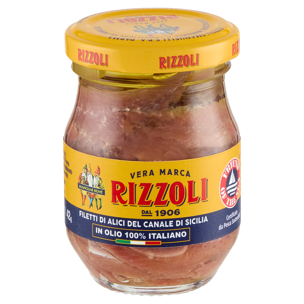 Rizzoli Filetti di Alici del Canale di Sicilia in Olio 100% Italiano 80 g