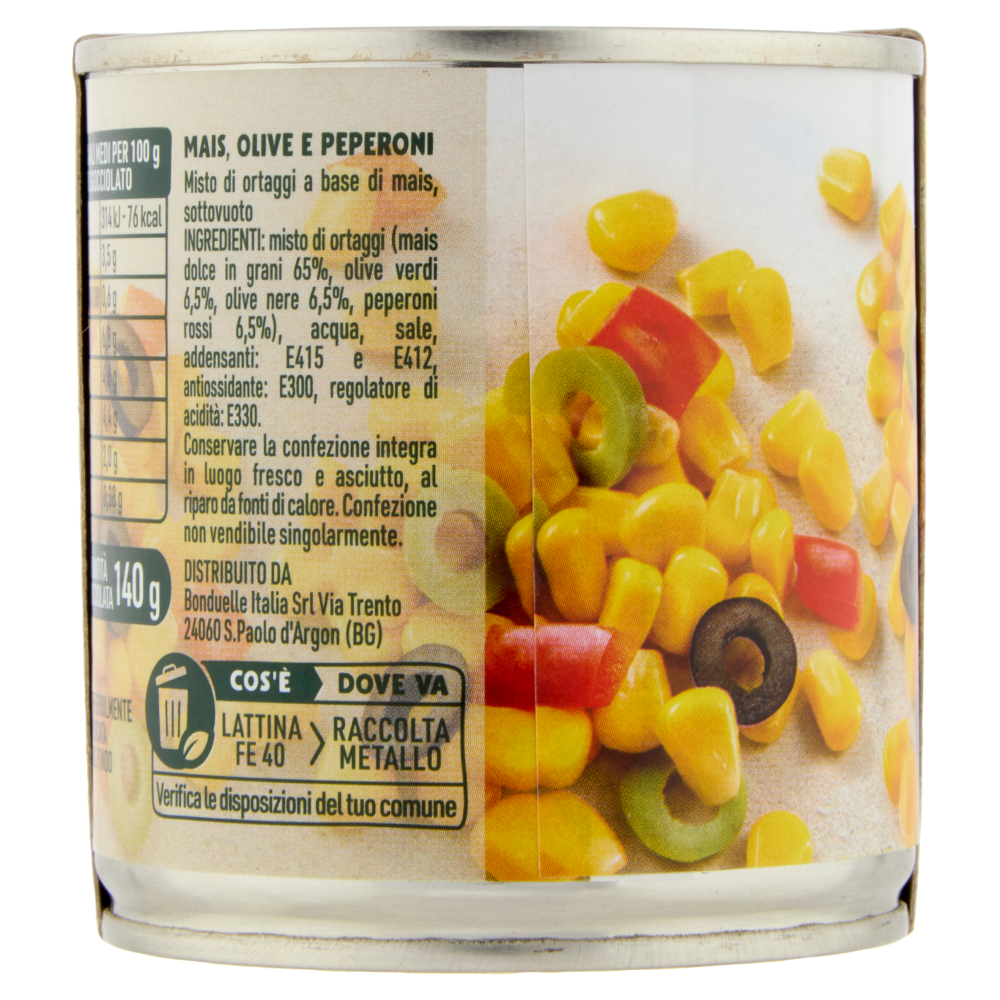 Bonduelle Mais Mix Mais, Olive e Peperoni 3 x 170 g