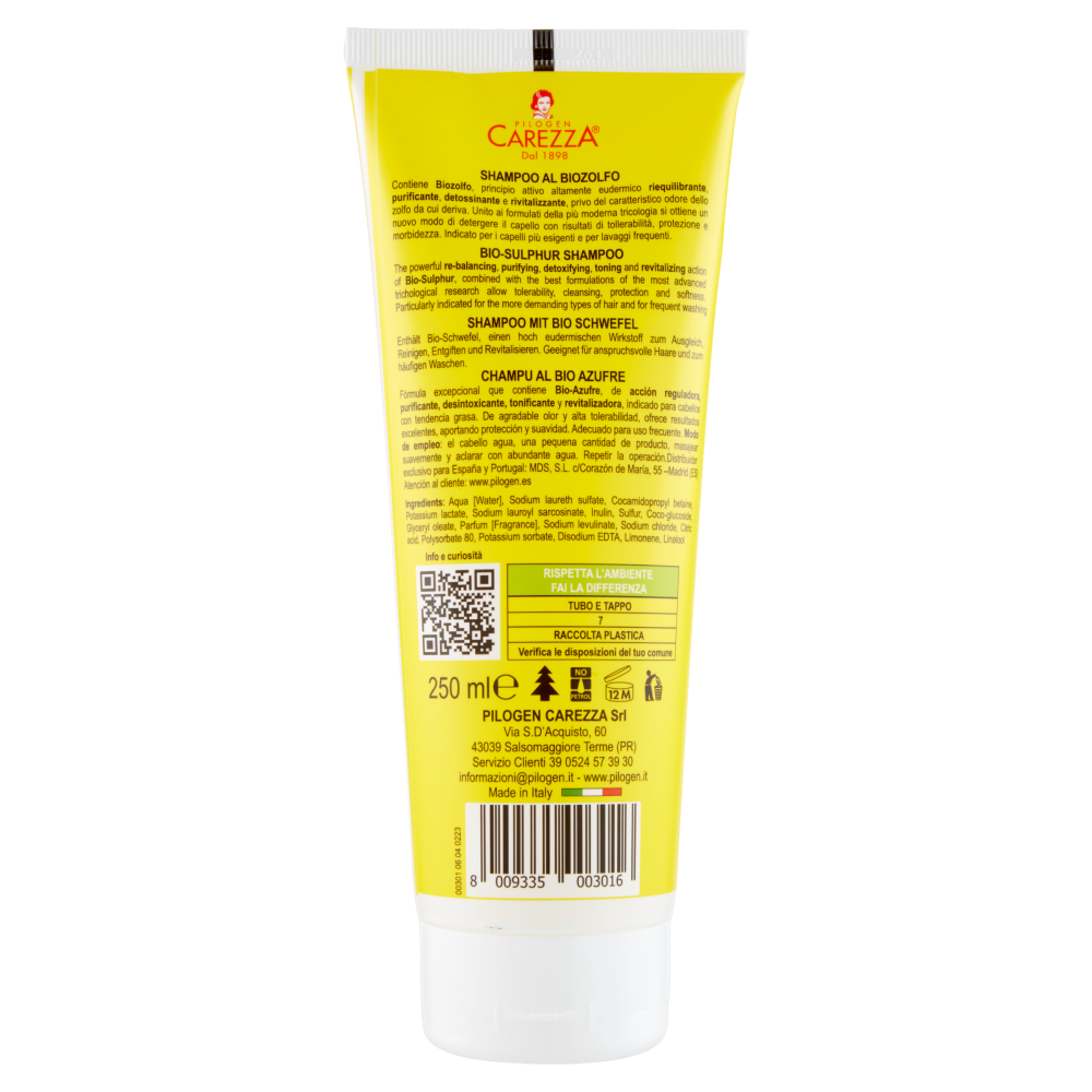 Pilogen Carezza Linea Supersapone Tabiano Shampoo al Biozolfo 250 ml