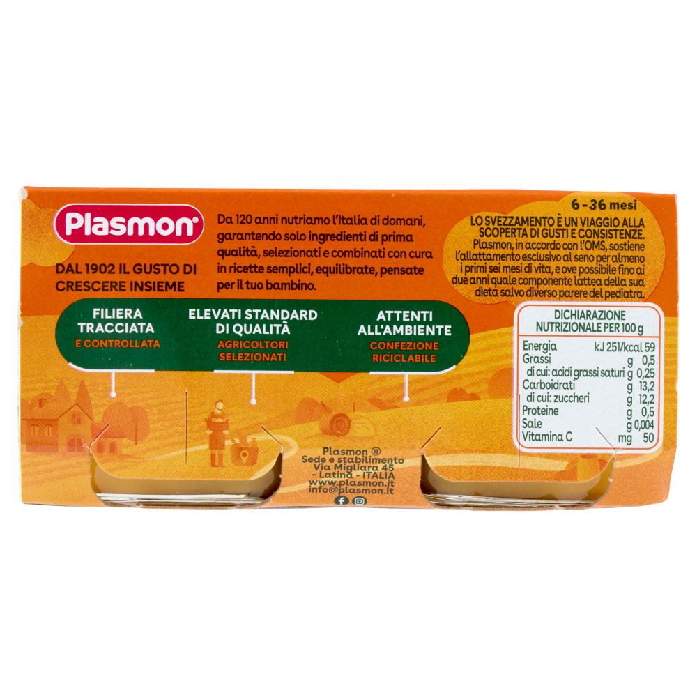 Plasmon Omogeneizzato Pesca Mela 2 x 80 g