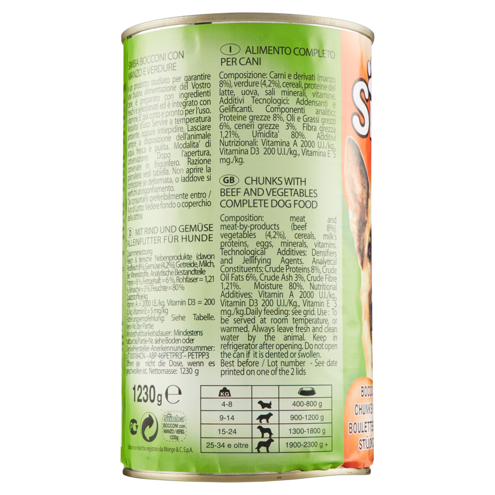 Simba Bocconi con Manzo e Verdure 1230 g