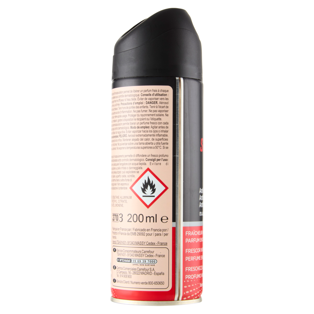 Carrefour Men Sport 48H Antitraspirante 0% Alcohol Freschezza Intensa 200 ml