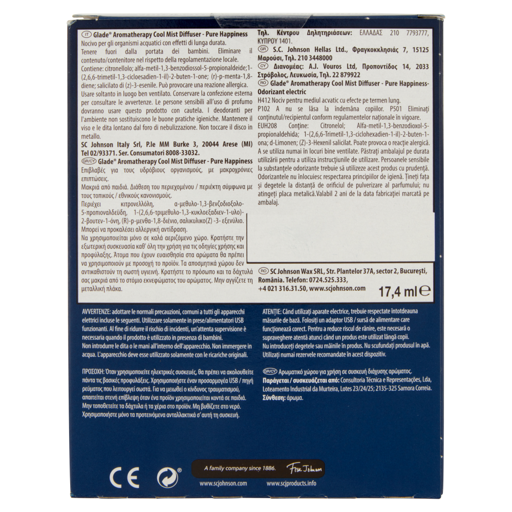 Glade® Aromatherapy Diffusore di oli essenziali Pure Happiness 17,4ml