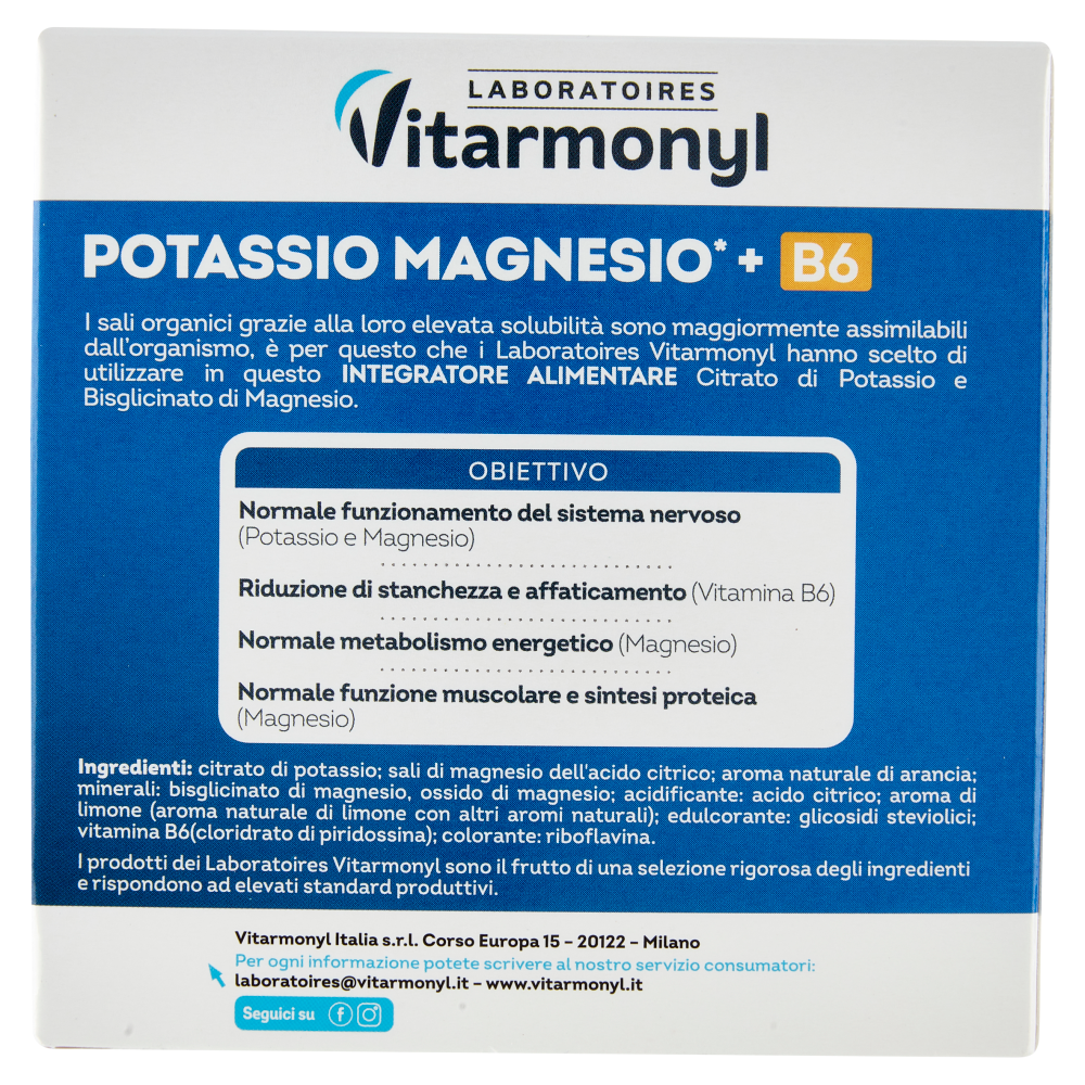 Laboratoires Vitarmonyl Potassio Magnesio* + B6 20 Bustine 64 g